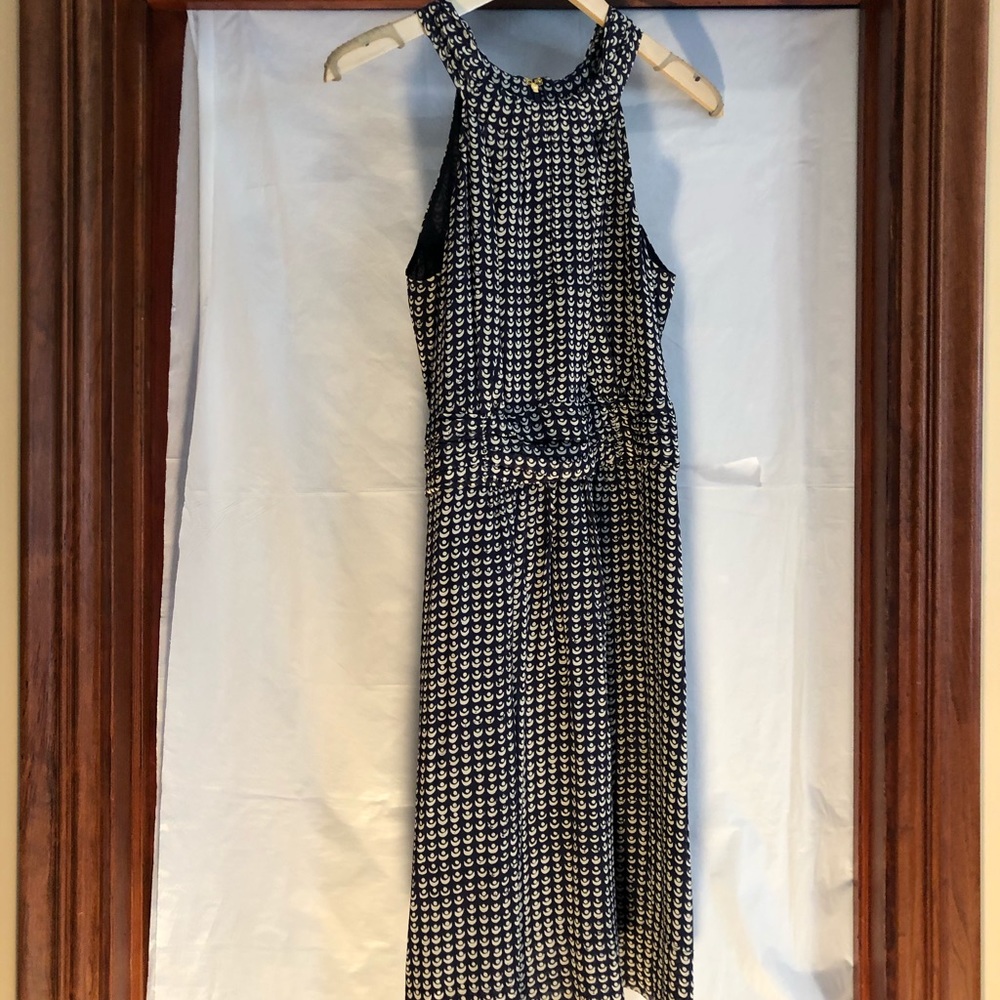 TORY BURCH Crepe Silk Summer Dress - Size 6 / Blue Cream